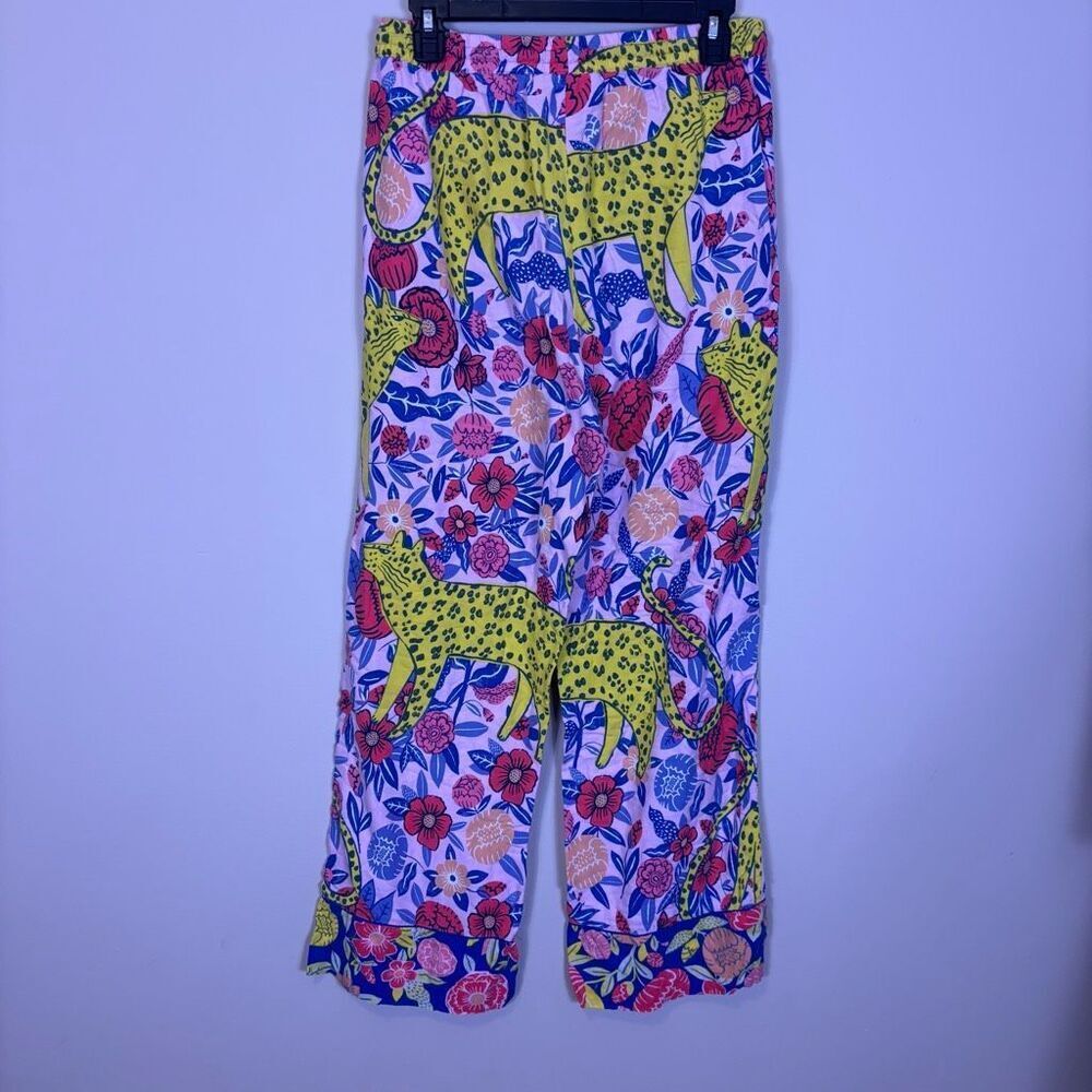 Agathe Singer Pink with‎ Floral and Leopard Pajama PJ Pants Small - Picture 2 of 6